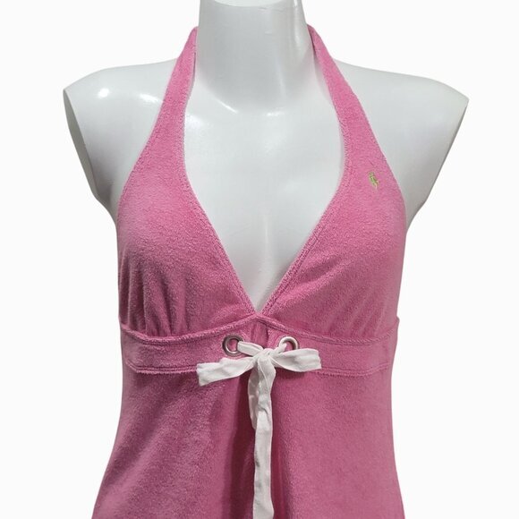 Ralph Lauren Terry Cloth Halter Dress Cover up Pink L - Picture 2 of 8